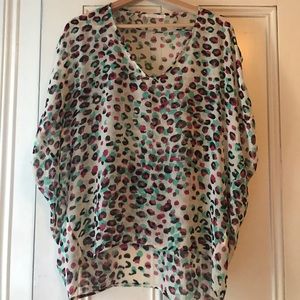 Bright color cheetah blouse